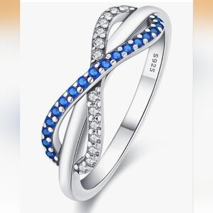 Sterling Silver 9.25 CZ Infinity Ring Sz 8 Brand New Wt Velvet Gift Bag